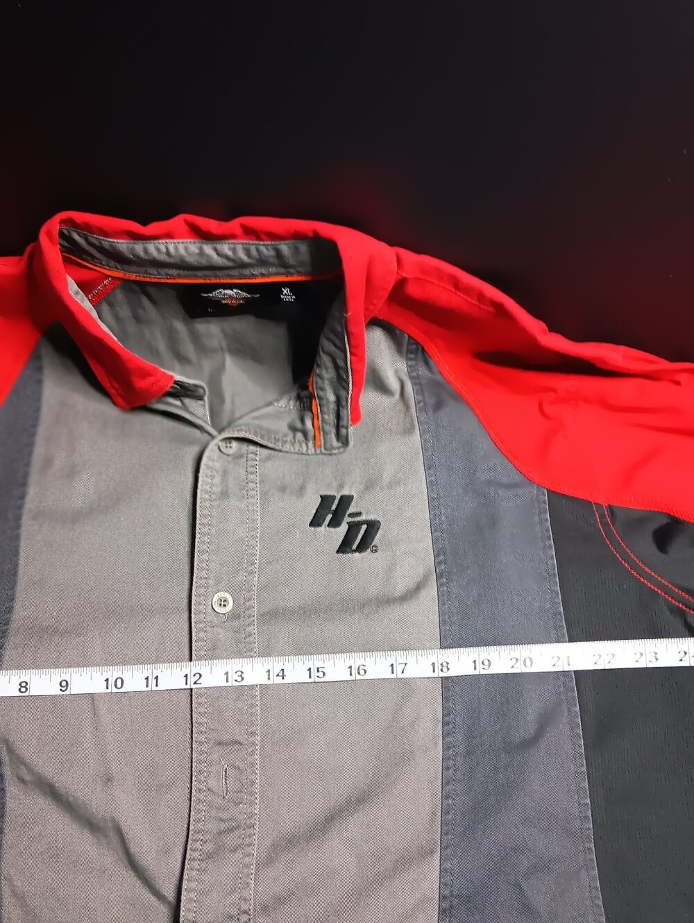Harley-Davidson Men's XL Performance Red/Black/Gray Short Sleeve Button-Up Shirt - Picture 7 of 8